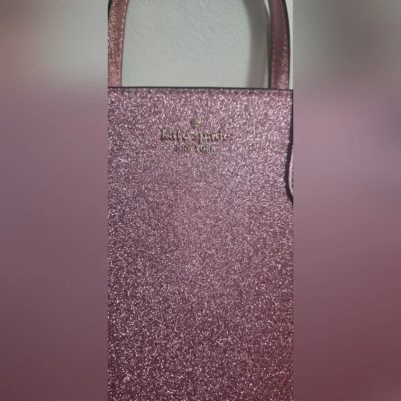 Kate Spade Sparkling Pink Glitter Tote Bag With Detachabble Strap For Crossbody - Picture 2 of 9